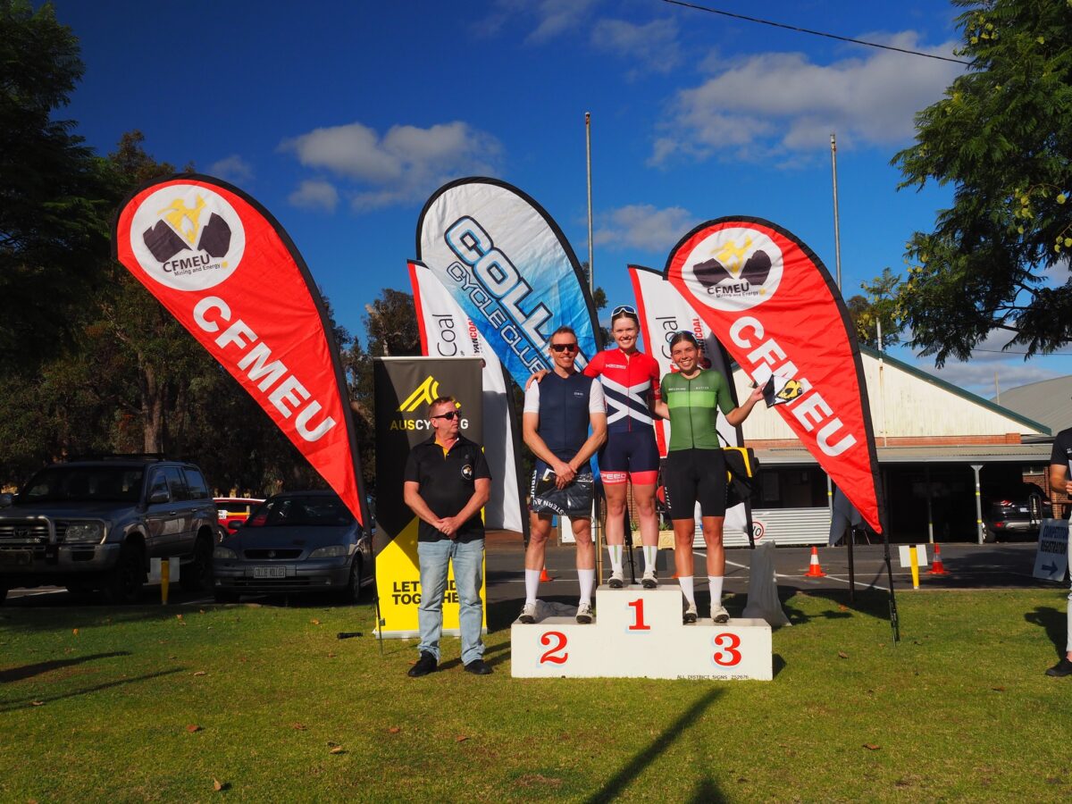3 cyclist on a 1st 2nd and 3rd podium