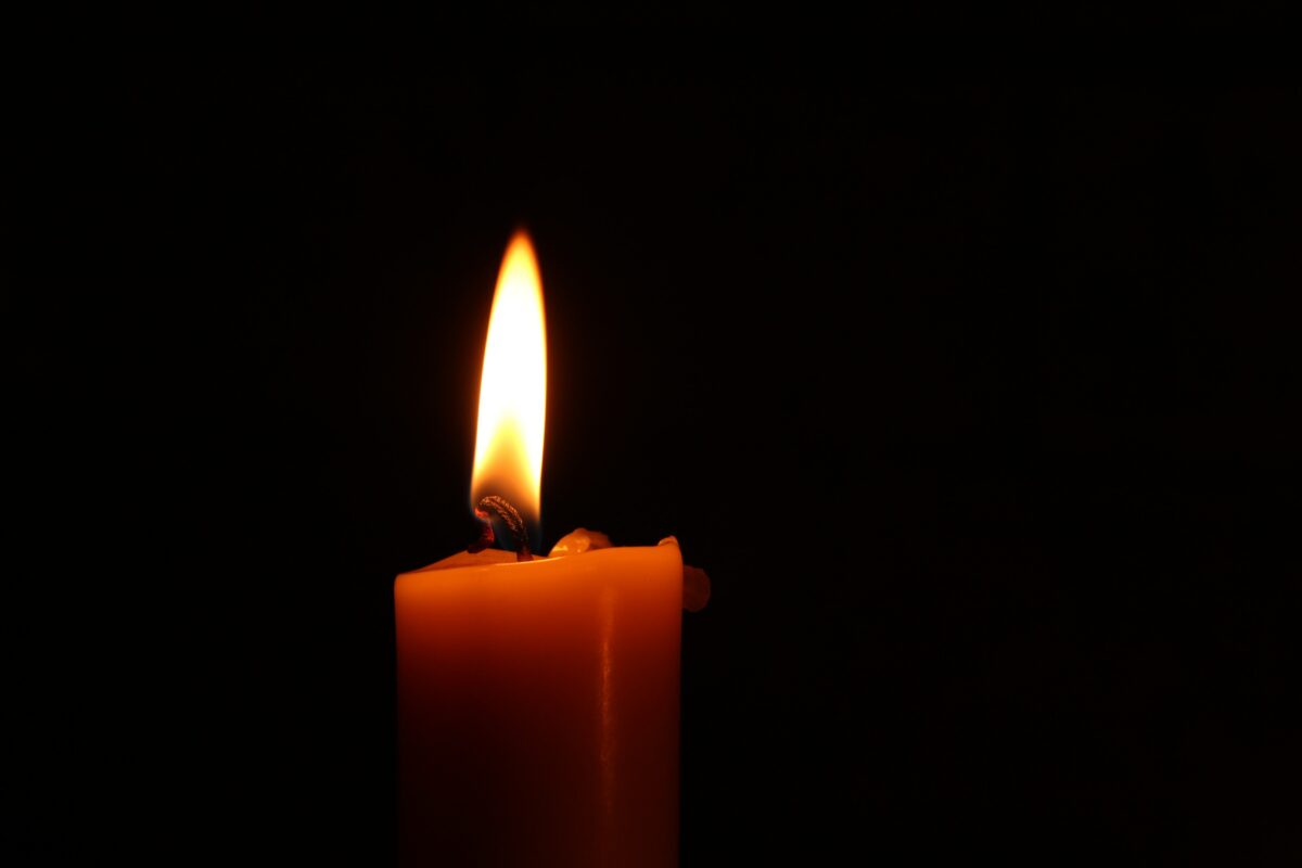 Wax candle flame burning